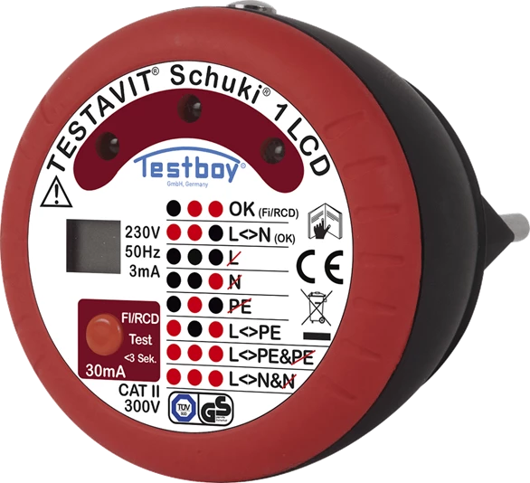 Testavit Schuki 1 LCD Socket outlet testers with FI/RCD test